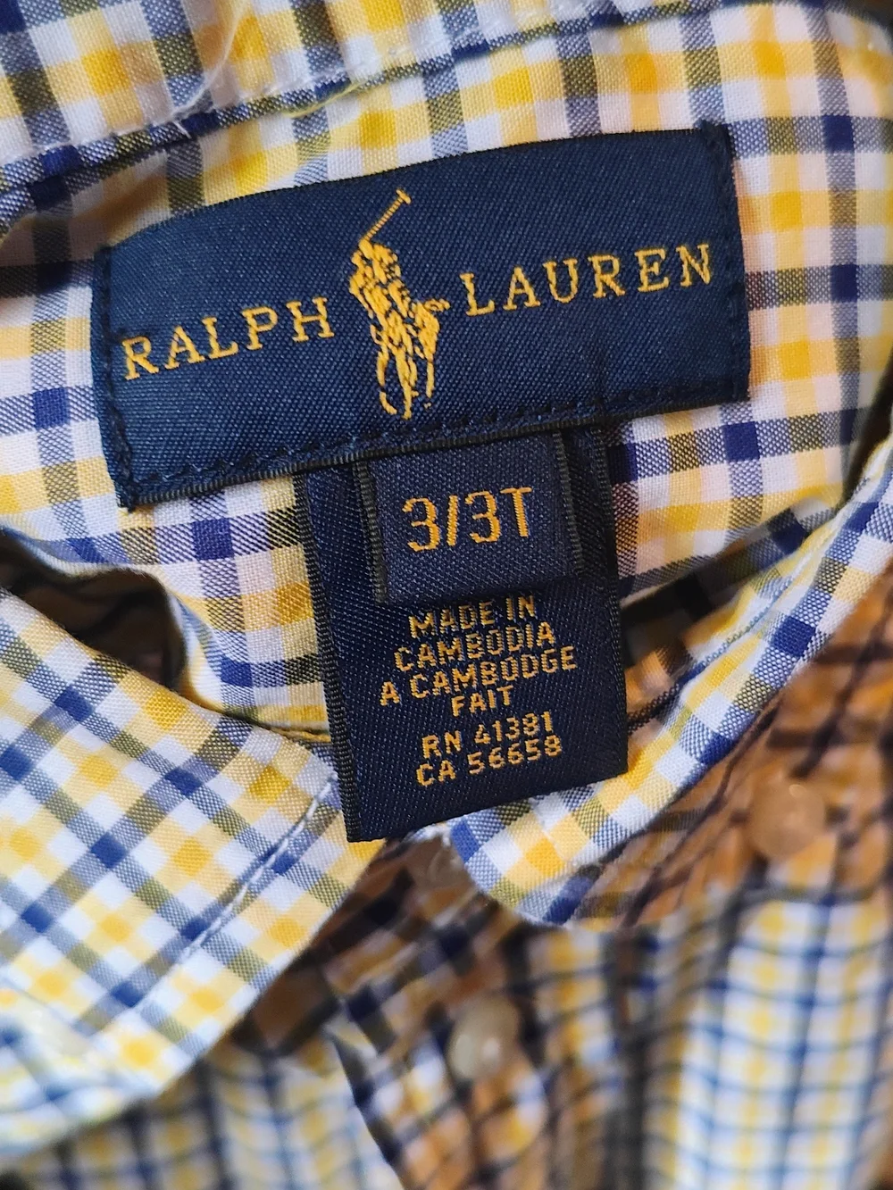 Ralph Lauren White Shirt with Blue Check Plaid